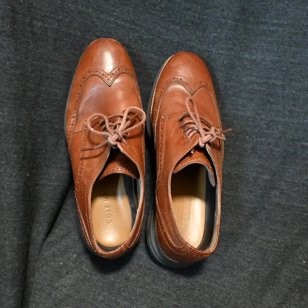 Cole Haan Men's 7W Original Grand Wingtip Brown Leather Oxford Dress Shoes